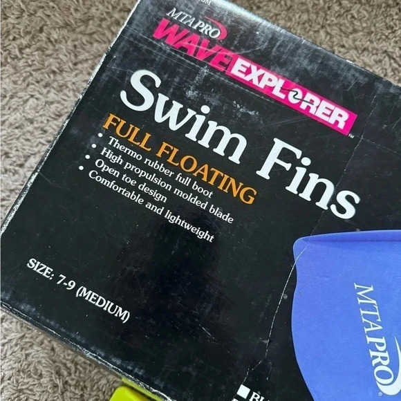 MTA PRO Full Foot Swim Fins Yellow/Black size 7-9 Medium - Picture 2 of 5